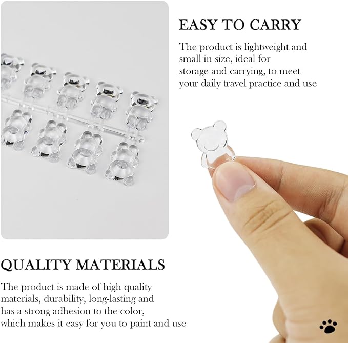 140pcs Bear Shaped Nail Polish Display Cards - Transparent Acrylic Nail Swatch Sticks for Nail Salon, DIY Manicure, Gel Polish Nail Art Practice