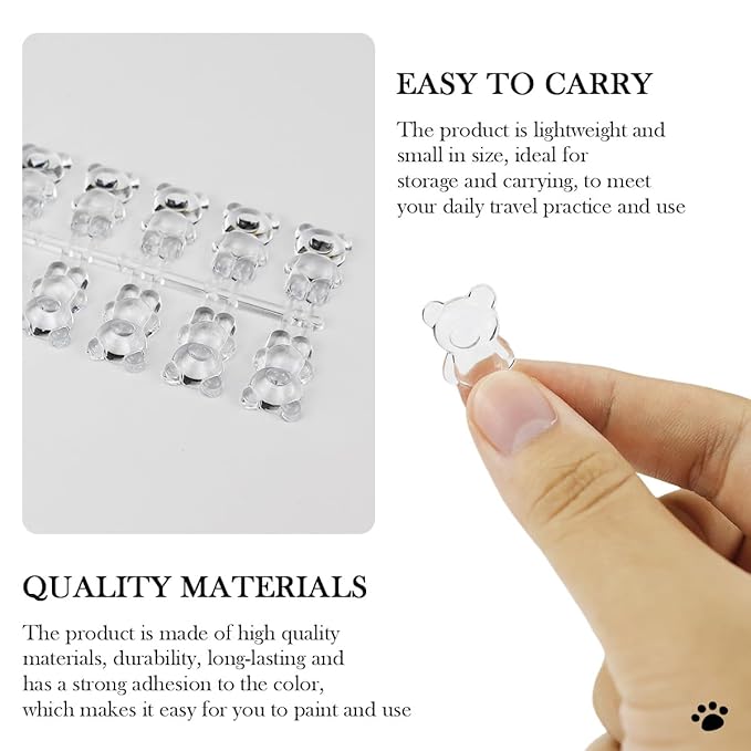 140pcs Nail Polish Color Card Display Sticks Cartoon Bear Shaped Transparent Acrylic Display Card for Colorful Polish DIY Manicure Tool Accessories