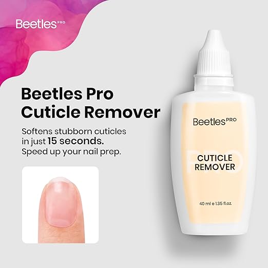 Beetles Pro Cuticle Remover - 40ml Each, Fast Drying Cuticle Remover Softener Liquid Gently Removes Dead Skin & Overgrown Cuticles for Nail Technicians, Professional Salon Manicure