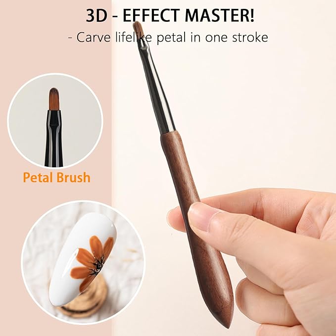 Nail Art Brushes, Flowers Drawing Nail Brush, Versatile Nails Painting Pen Tools for Acrylic Round Flat Painting Petals Leaves and Intricate Art Designs for DIY & Salon Use