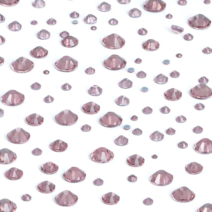 NCB Hotfix Iron on 8000pcs Crystal Rhinestones Round Gem for Crafts Decoration DIY Jewelry Making with a Tweezers and 2 Picking pens (Lt. Amethyst, 6Sizes SS4-SS30)
