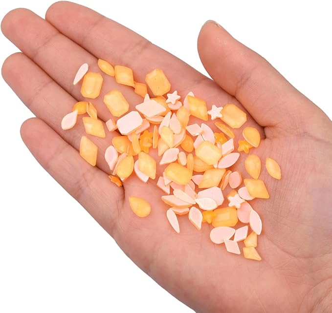 100pcs Neon Orange Shape Nail Flatback Crystals Glass Stones 3D Nail Gems for Art Design Decoration Accessory Pack Set