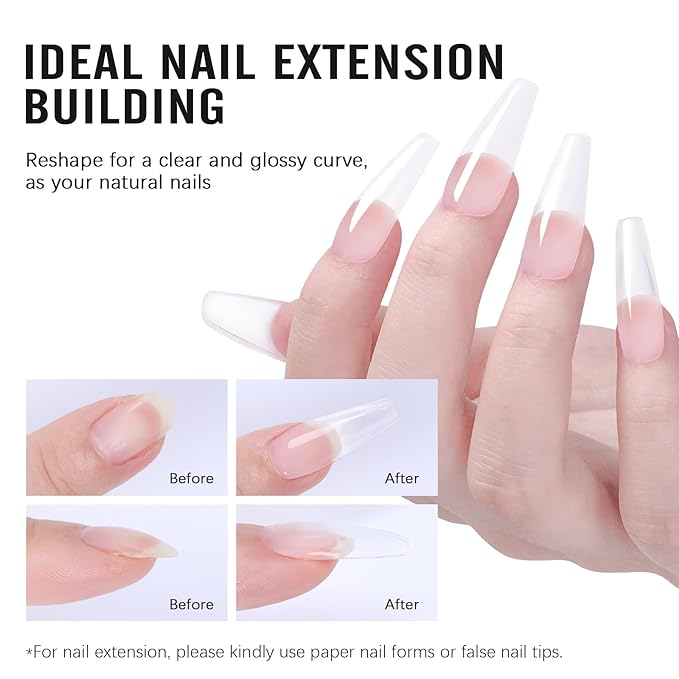 Builder Gel for Nails Kit - 10-IN-1 6 Colors Thickening Nail Set White Clear Soft Pink Rose Nude Coffee Hard Scuplted Gel for 3D Extension Sculpting Tips Base Rhinestone Soak Off UV/LED Manicure