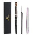 A&K L'YDIA Acylic Nail Brush-2pcs Pure Konlisky Sable hair Crimped Oval Nail Art Brush Black Metal handle with Nail Files for Professional acrylic Application Manicure Crystal Powder Pedicure