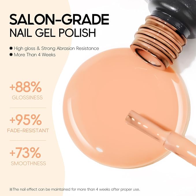 Peacecolor 26PCs Gel Nail Polish Set, 20 Natural Colors Milky White Nude Brown Nail Polish with 5Pcs Glossy/Matte/Glitter Top Base Coat Manicure Kit Gifts for Women DIY Home