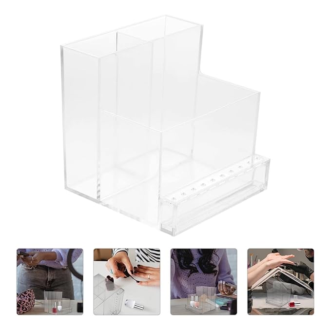 Uonlytech Bit Holder Nail Bit Nail Drill Bits Holder Stand Displayer Organizer Nail Polishing Storage Box Acrylic Holder Machine Manicure Accessory for Nails, Clear Mailbox Bracket Shelving Brackets