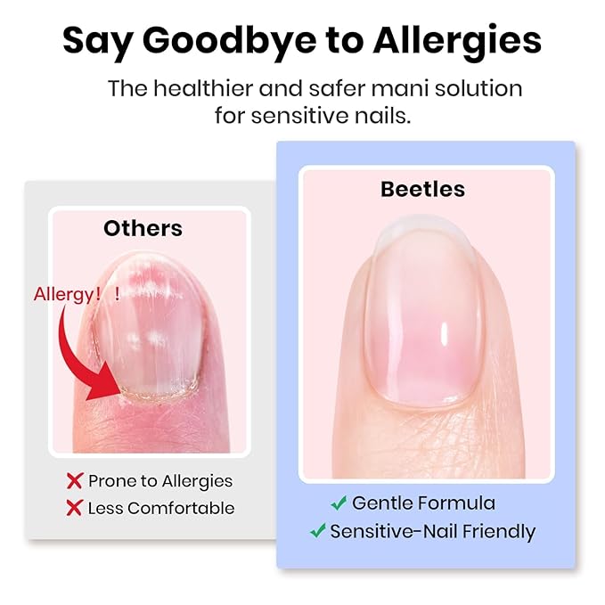 Beetles 3Pcs Gel Nail Glue Nail Dehydrator and Primer, Hema-Free & Acid Free Nail Bond Protein Prep Kit for Nail Tips & Nail Extensions, TPO Free, Long-Lasting Adhesion