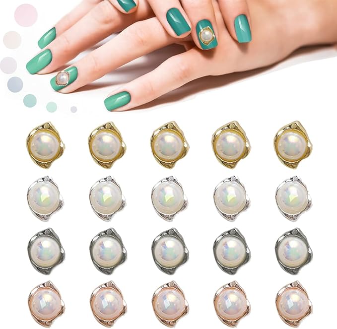 20Pcs Nail Charms Retro Baroque Pearl Nail Charms for Acrylic Nails AB Pearl Beads Metal Nail Jewels 3D Irregular Alloy Nail Pearls Nail Art Charms for Nail Beauty Design Decoration Craft Jewelry DIY