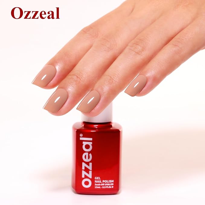 Gel Polish, 0.5 Fl Oz Nude Beige Gel Nail Polish Autumn Winter Soak Off LED UV Gel Nail Polish Art Starter Manicure Salon DIY Nail Gel Polish