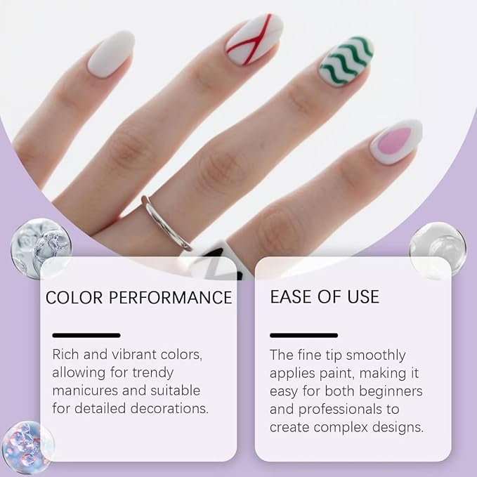 12 Color Nail Art Pens, 0.5 MM Nail Polish Pens Set Drawing Painting Point Liner Acrylic Painted Pen Kit,Professional Nail Art Tools, Manicure Set Gift for Adults Beginners (12 Color 1 Set)