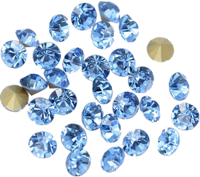 1440pcs Rhinestones Round Point Back Crystal Gem Glass Diamante Rhinestones Nail Art Decoration Jewelry Finding Beads Craft Gems (Blue, 2.5mm)