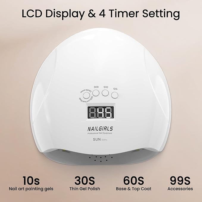 NAILGIRLS 150W UV LED Nail Lamp with Auto Sensor - Fast Curing Gel Polish Acrylic Nail Dryer, UV Nail Light 4 Timer Settings, 36 LED Beads and Automatic Sensor for Home Salon Use