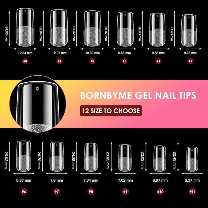 XXL Square Soft Gel Nail Tips, BORNBYME 120 PCS Half Matte False Nails Tips Nail Extenison Tips Gel Nail Tips Acrylic False Nail Tips