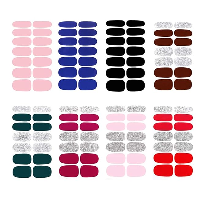 WOKOTO 20 Pcs Solid Nail Polish Strips, Self Adhesive Solid Nail Stickers And 1 Nail File Kit 14 Tips Per Sheet Glitter Fingernail Stickers gel nail strips Wraps For Women And Girls DIY Manicure