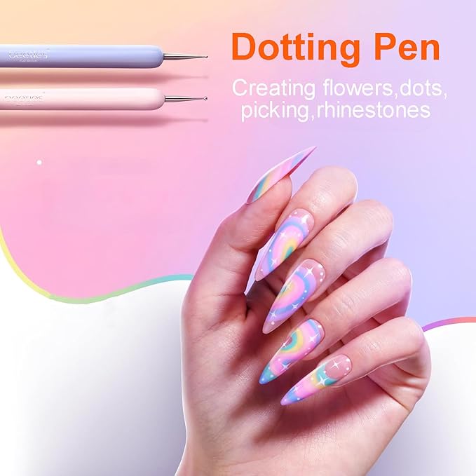 6PCS Nail Art Brushes Set - Professional Nail Design Kit with Gel Polish Brush, Liner, Dotting Tools & Dual-Ended Brushes for Acrylics, French Tips, DIY Manicure Gifts for Beginners/Artists