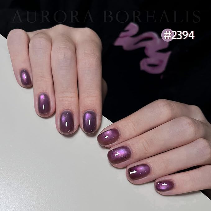 GAOY Glitter Cat Eye Gel Nail Polish Set with Matte Gel Top Coat