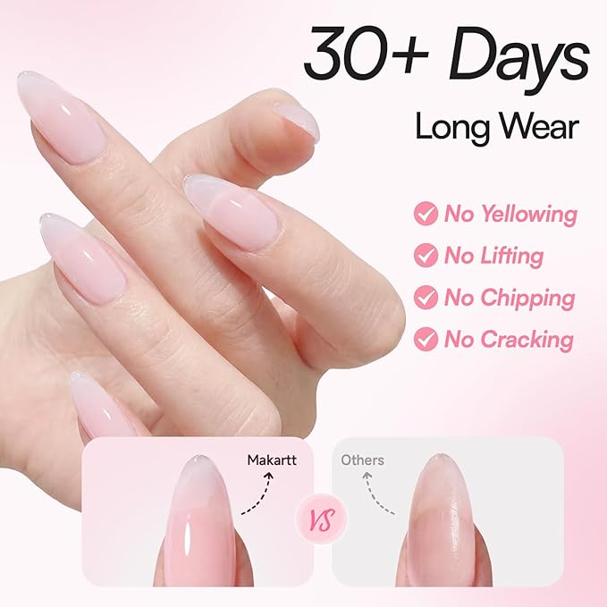 Makartt Pink Gel Builder Kit, Long-Lasting Extension Hard Gel for Strengthener, Broken Nails Repair Gels Set with Paper Forms, Dual forms, Nail File, Dual-End Brush Home Salon DIY 1.06 oz