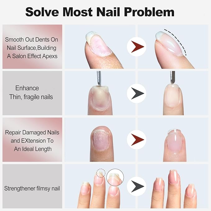 FZANEST Hema Free Rubber Base Builder Gel For Nails, Rubber Base Coat for Nail Strengthen Apex Building Extension Long Lasting Protect in A Bottle Soak Off UV LED Clear Gel Nail Polish