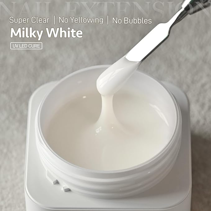 GAOY Watery Crystal Poly Gel for Nail Extensions, 30g Nail Builder Gel, Thin Viscosity, Easy Application & High Hardness, Milky White 01
