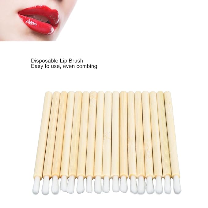 100pcs Disposable Bamboo Handle Lip Brush, Portable Lip Brush Applicator, Makeup Tool Lip Gloss Wand Eyelash Extension Lipstick Applicator for Kitchen Appliance