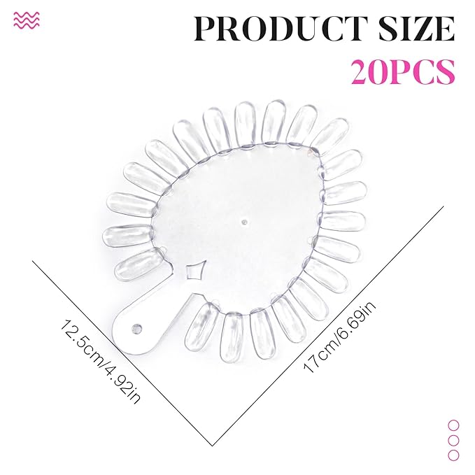 20Pcs Nail Swatches Wheels Heart - Shaped Nail Display Color Sample Swatch Wheel Nail Art Color Tester Wheels with 21 Tip for DIY & Salon Nail Polish Color Show