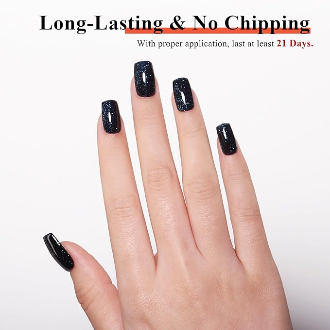 Imtiti 10ml Blue Glitter Gel Nail Polish Long Lasting Soak Off UV Led Gel Polish Salon DIY at Home Gift for Women 1Pcs