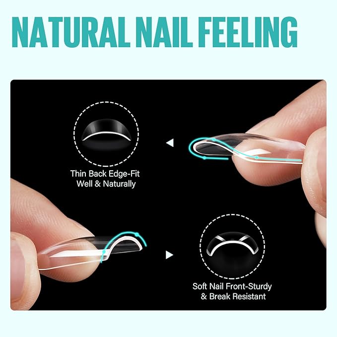 TOMICCA Short Square Nail Tips, 504Pcs Clear Press on Nails Square Full Cover Nail Tips Clear False Press on Nails, Soft Tips for Gel Nail Extension DIY Nail Salon 12 Sizes