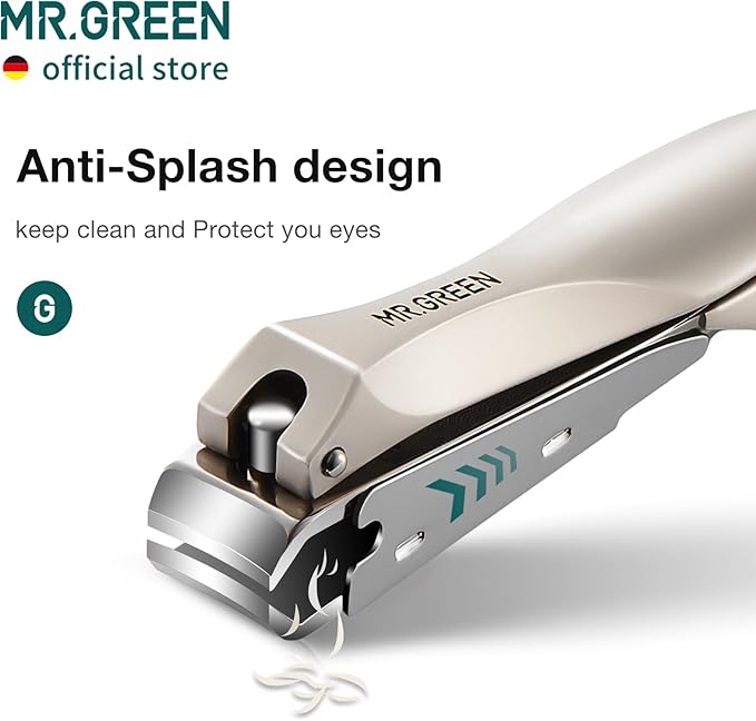 MR.GREEN Nail Clippers Stainless Steel Anti Splash Fingernail Cutter Manicure Tools Bionics Design Pedicure Scissor Nail Trimmer (Nail Clipper (Medium)+Nail File)