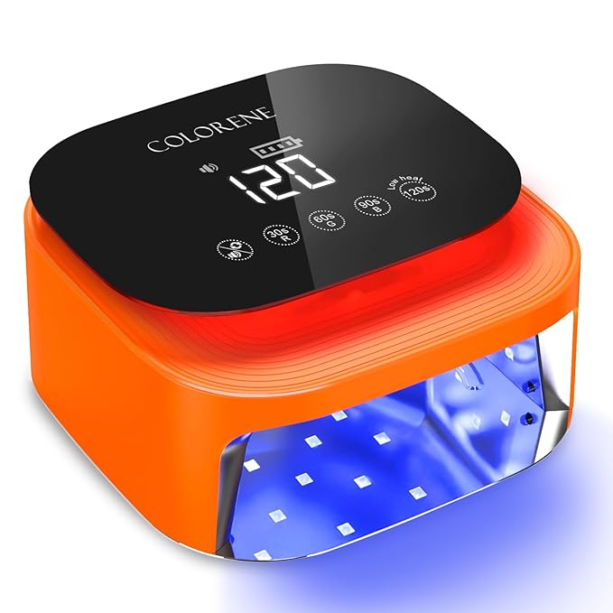 Cordless UV LED Nail Lamp, 60W Rechargeable Nail Dryer Gel Polish Light, Intelligent Auto Sensor LCD Display Curing Lamp, Portable 30 Beads LED Nail Light with 4 Timer Setting