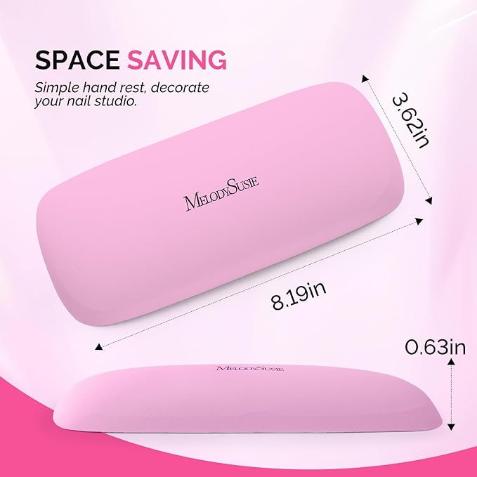 MelodySusie Nail Arm Rest, Portable Manicure Hand Rest, Professional PU Leather Nail Hand Rest Stand for Acrylic Nails, Nail Hand Pillow for Nail Tech Manicurist, Travel Salon Home, Pink