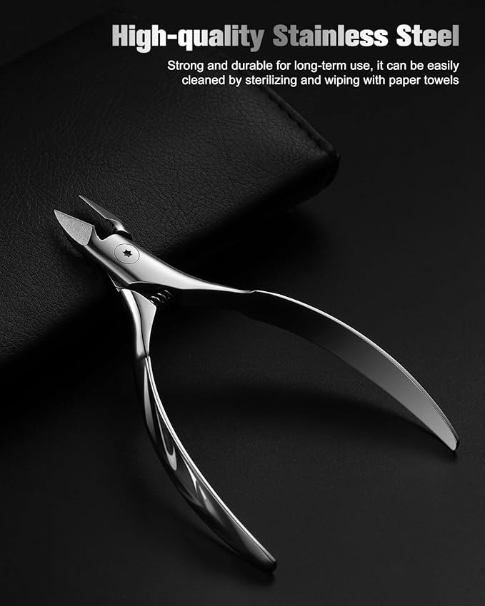 FERYES Full Jaw Cuticle Trimmer - Heavy Duty Nail Cuticle Cutter Clipper with Built-in Spring - Precision Cuticle Remover Tool for Perfect Nails