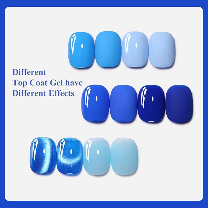Imtiti 6 Pcs Gel Nail Polish Set, Large Capacity 10ml Same Color Same Bottle Cap Gel Polish Set,Navy Blue Long Lasting UV/LED Soak Off Nail Art Manicure Salon DIY at Home,Cat Eye Blue(10ml*6)