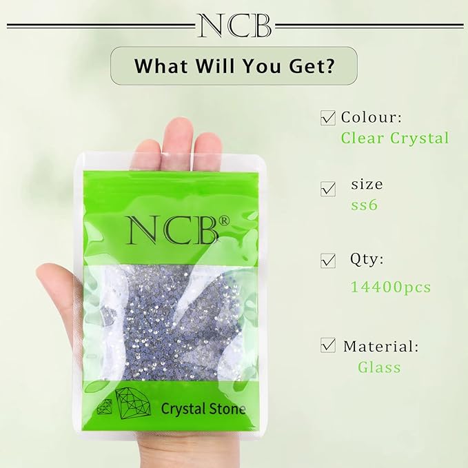 NCB 14400pcs Hotfix Crystal Rhinestones for Clothes Crafts, Hot Fix Bulk Flatback Crystals, Iron on Hotfix for DIY Decoration 100 Gross (Clear Crystal, ss6/14400pcs)