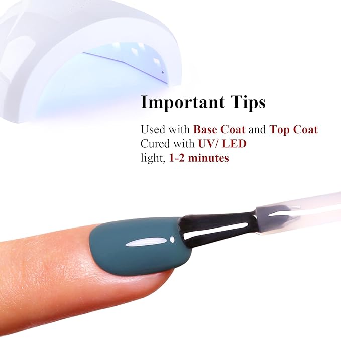 Gel Polish, 0.5 Fl Oz Grayish Blue Gel Nail Polish Autumn Winter Art Starter Soak Off LED UV Manicure Salon DIY