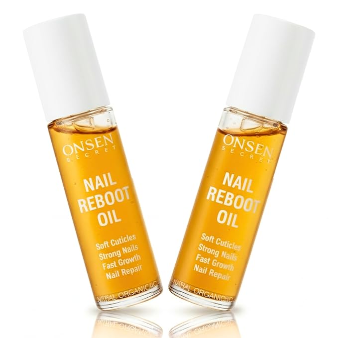 Onsen Secret Nail & Cuticle Repair Oil (2x10ml) - Dry Oil Formula - Japanese Tsubaki, Tea Tree & Jojoba - Strengthens Nails, Repairs Cuticles, Hydrates Skin & Hair - Natural & Vegan