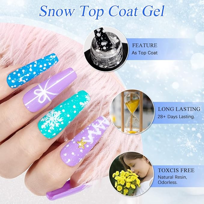 MIZHSE White Spot Gel Nail Polish, Snow Gel Polish Winter Style Snowflake Effect Soak Off UV LED Gel Polish Home Manicure Nail Art Salon 10ml