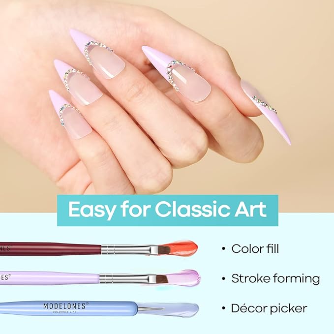 modelones Gel UV LED Nail Lamp with UV Gloves and Nail Art Brushes Set, Nail Art Design Pen Painting Tools with Nail Extension Gel Brush, Nail Art Liner Brush and Nail Dotting Pen for Gel Polish Mani