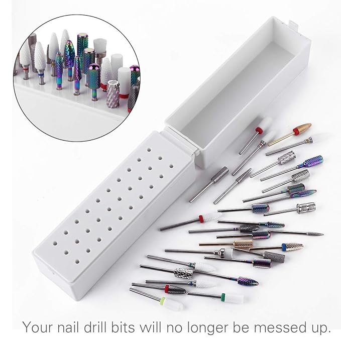Makartt Nail Drill Bits Holder Dustproof Stand Displayer Bundle With MALORY 30000RPM Rechargeable Nail Drill Machine