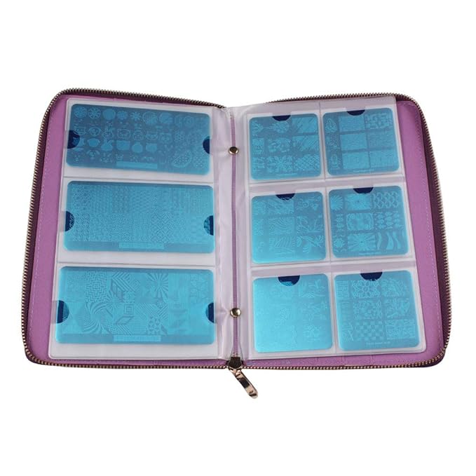 72 Slots Holographic Nail Plates Holder Case Stamping Templates Organizer Square & Round Printing Molds Collection Manicure Tool Accessorie (Rainbow)
