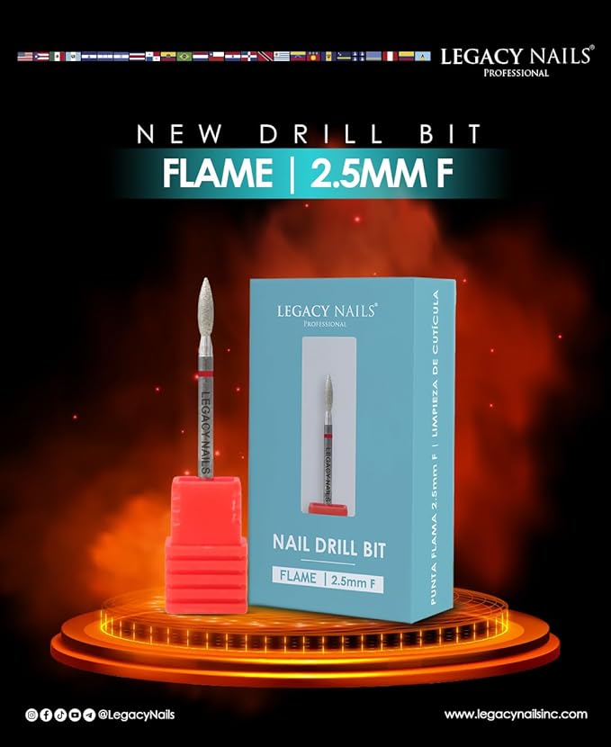 Legacy Nails Professional 2.5mm Flame Shape Cuticle Cleaner Nail Drill Bit - Provides Premium Russian Manicure and Cuticle Cleaning