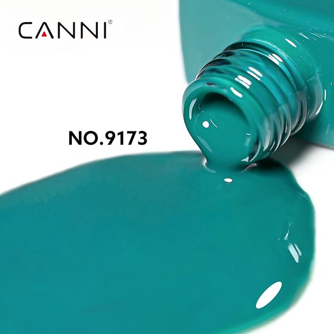 CANNI Teal Green Gel Nail Polish, 1Pcs Emerald Green Gel Polish Dark Color Soak Off U V Nail Manicure Salon DIY at Home