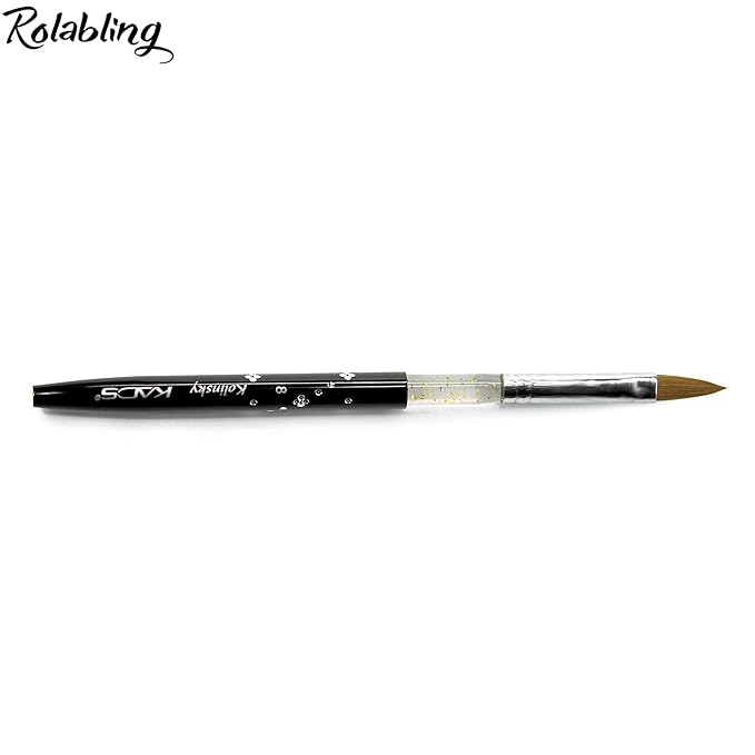 Size 8# Black 100% Kolinsky Sable Acrylic Nail Art Brushes UV Gel Nail Painting Pen Brushes (Size 8)