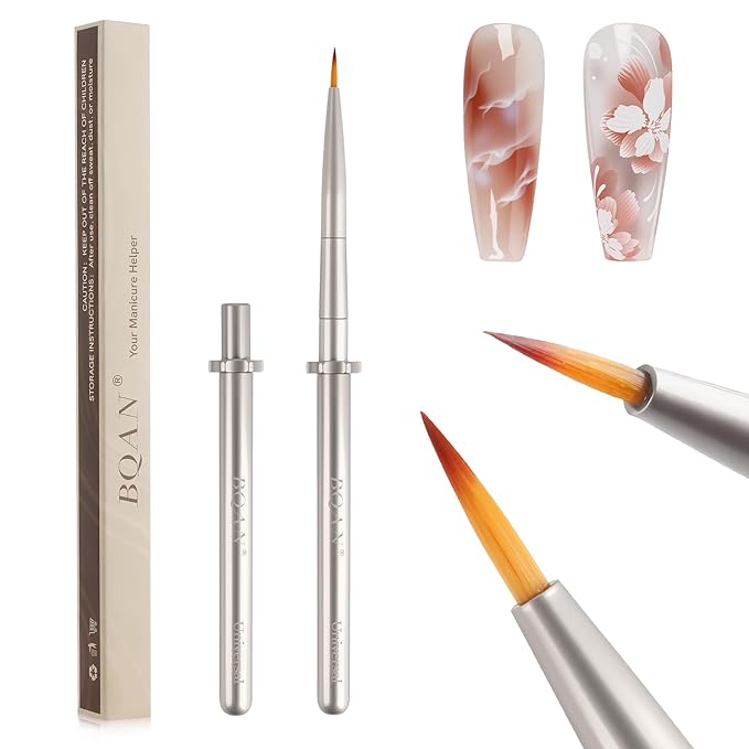 BQAN 1Pcs Nail Art Brushes Universal Nail Brush for Flower, Petal & Painting Design Gel Polish Nails Art Pen With Metal Handle Salon DIY Tools at Home