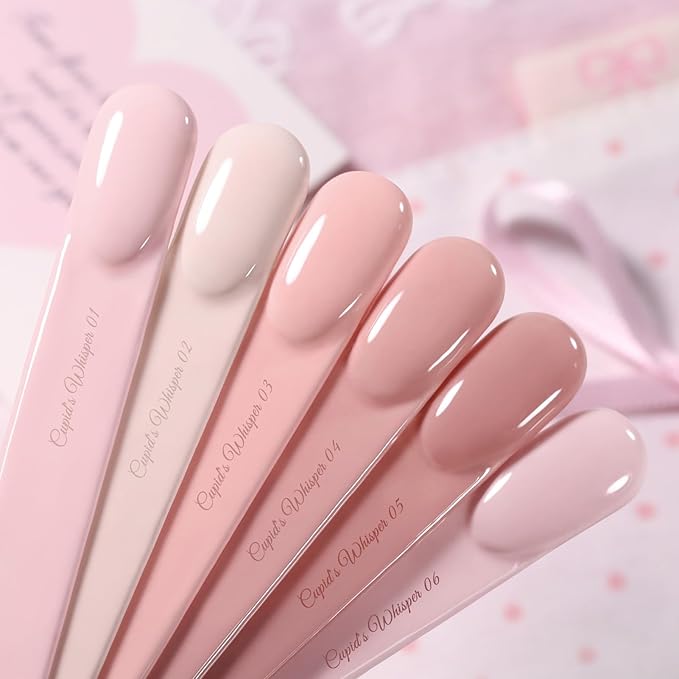 Born Pretty Pink Gel Nail Polish 6 Colors,Soft Nude Pink Valentine's Day Gift Nail Art Manicure DIY Salon Home
