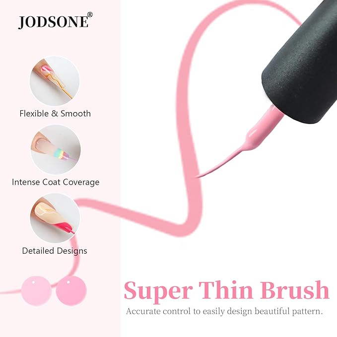 JODSONE Gel Polish Nail Art Gel Liner Set 32 Colors Orange Grey Pink Green Blue White Black Need U V Lamp Cured with Thin Brush Valentines Gifts for Women