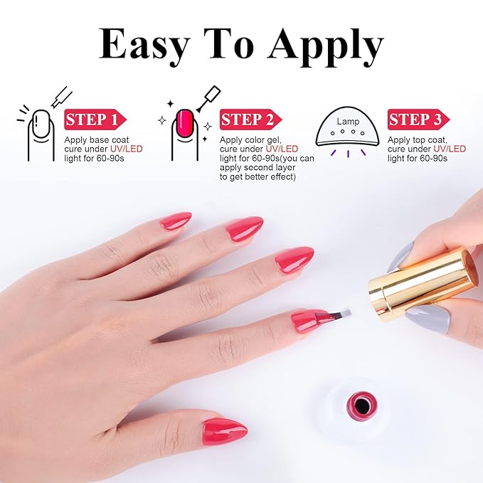 Imtiti Rose Red Gel Nail Polish, 1 pcs 0.5 Fl Oz, Soak Off, Non-Toxic, Toxin-Free, Glossy, Women's Nail Art Starter Kit