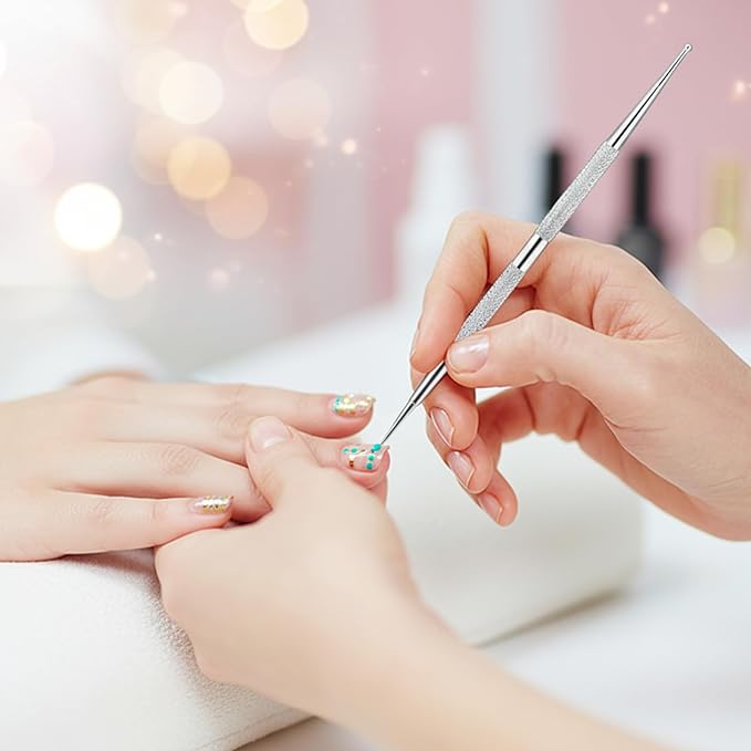 4 Pcs Double-Ended Dotting Tools, Professional Nail Art Brushes, Stainless Steel Nail Design Kit, Rhinestone Picker, Pottery and Polymer Clay Tools