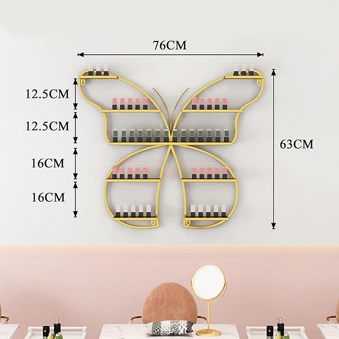5 Tiers Nail Polish Wall Storage Rack, Nail Polish Essential Oil Display Shelf in Nail Salon, Wall Mounted Display Cabinet, Hanging Wall Nail Polish Makeup Cosmetics Perfume Rack, Black