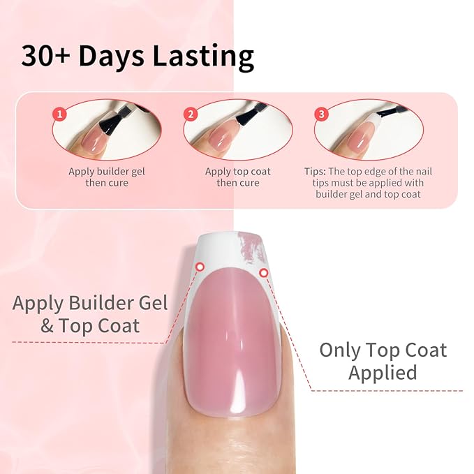 JODSONE Builder Gel for Nails,4Pcs 10ML Builder Gel Set, Nail Apex and Extension Strengthener Hard Need to Cured by Nail Lamp,Clear White Pink Brown