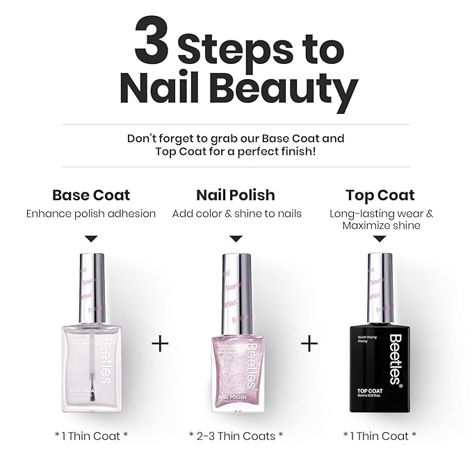 Beetles Pink Nail Polish Set, 6 Colors Glitter Quick Dry Nail Polish Kit Sly Moonlit Fairy Fingernail Polish Gifts for Women Salon DIY Valentines Nails